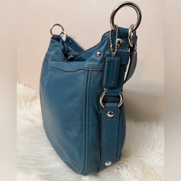 Coach Teal Leather Shoulder Bag# F14706 - Picture 2 of 12